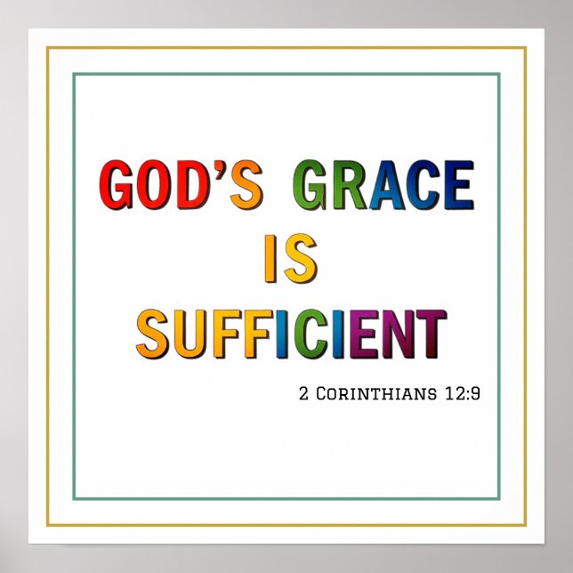Colorful Gods Grace Is Sufficient Clean Scripture Poster (Vorne)