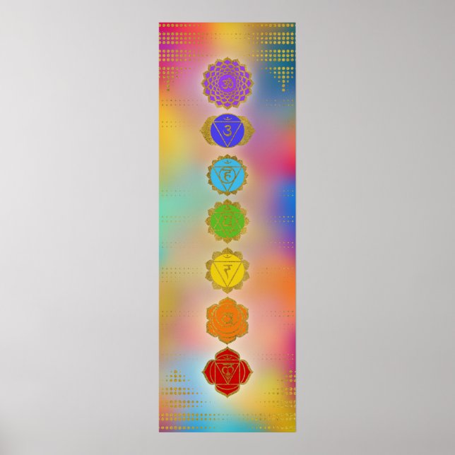 Colorful Golden Chakras composition Poster (Vorne)