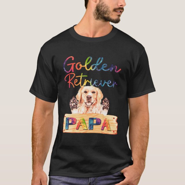 Colorful Golden Retriever Papa  Dog Dad T-Shirt (Vorderseite)