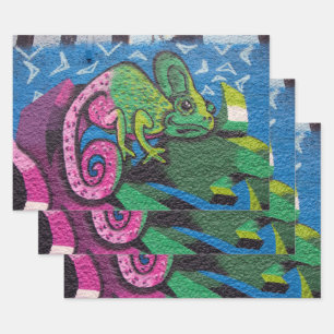 Colorful Graffiti Chameleon Geschenkpapier Set