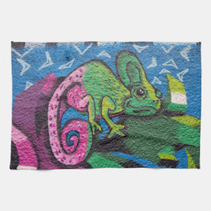 Colorful Graffiti Chameleon Handtuch