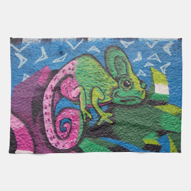 Colorful Graffiti Chameleon Handtuch (Horizontal)