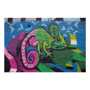 Colorful Graffiti Chameleon Poster