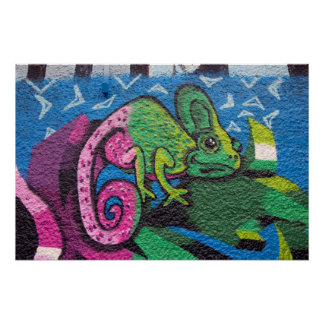 Colorful Graffiti Chameleon Poster