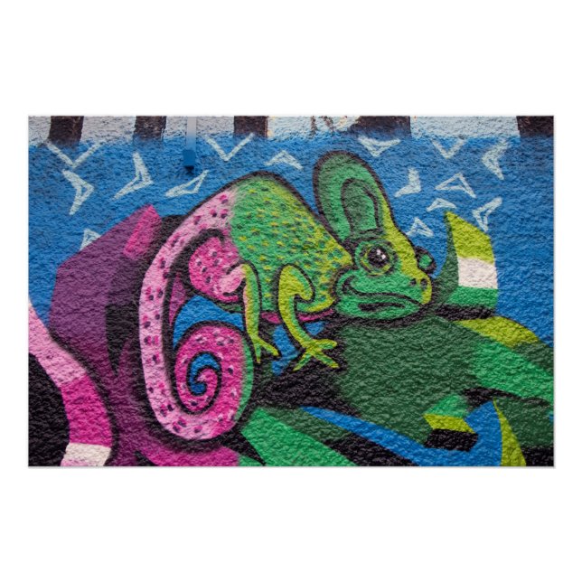 Colorful Graffiti Chameleon Poster (Vorderseite)