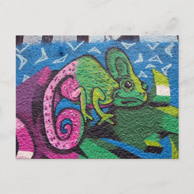 Colorful Graffiti Chameleon Postkarte (Vorderseite)