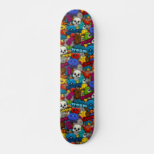 Colorful Graffiti Characters Pattern Skateboard