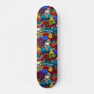 Colorful Graffiti Characters Pattern Skateboard