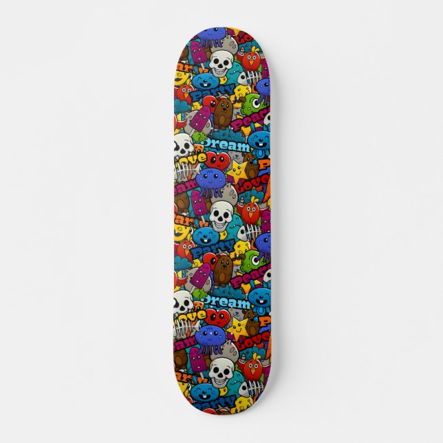 Colorful Graffiti Characters Pattern Skateboard (Vorne)