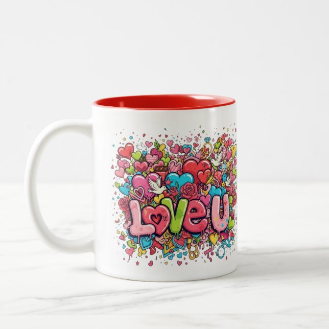 Colorful Graffiti Love U Mug (Gauche)
