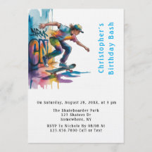 Colorful Graffiti Skateboarder Birthday Bash 