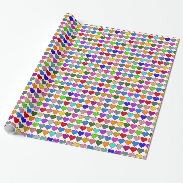 colorful graphic hearts pattern geschenkpapier (Ungerollt)