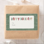 Colorful Green Happy Holidays Rectangle Gift<br><div class="desc">This colorful green happy holidays rectangle gift label is perfect for your fun, creative, bright holiday greeting. It's unique, playful modern font in red, boho tan, and light and dark green, make for a happy seasonal feel. If your looking to brighten up your loved ones' dark winter with some cute...</div>