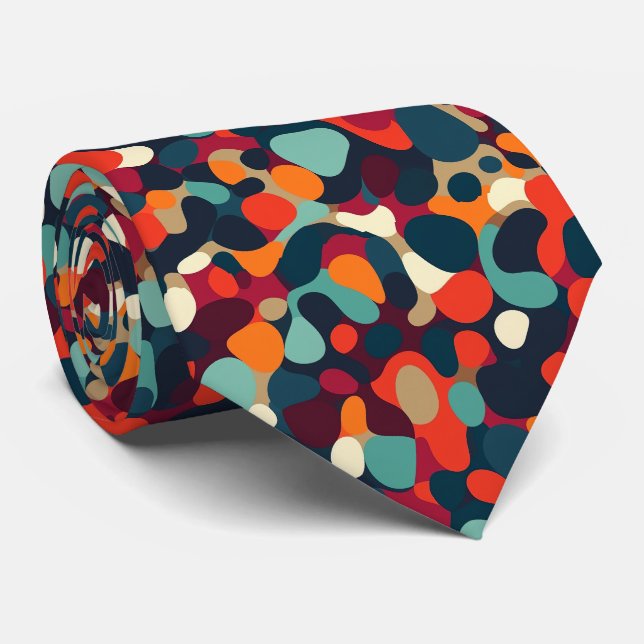 Colorful Groovy Retro Neck Tie Krawatte (Gerollt)