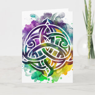 Colorful Grunge Celtic Watercolor St Patrick's Day Karte