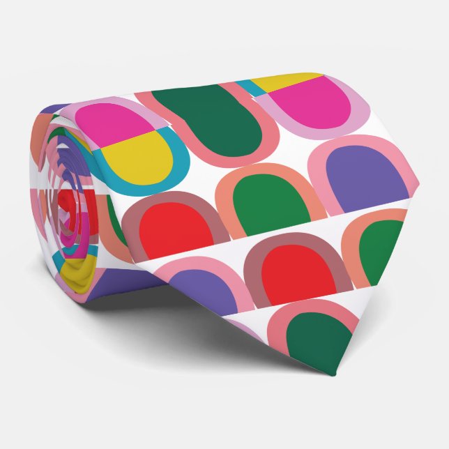 Colorful Half Circle Geometric Krawatte (Gerollt)
