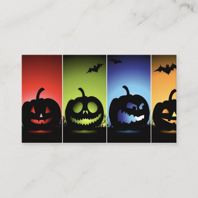 Colorful Halloween Pumpkins Visitenkarte (Vorderseite)