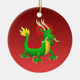 Colorful Hand Drawn Chinese Dragon Keramik Ornament