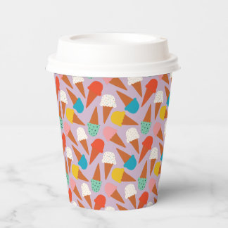 Colorful Hand-Drawn Ice Cream Cone Pattern  Pappbecher