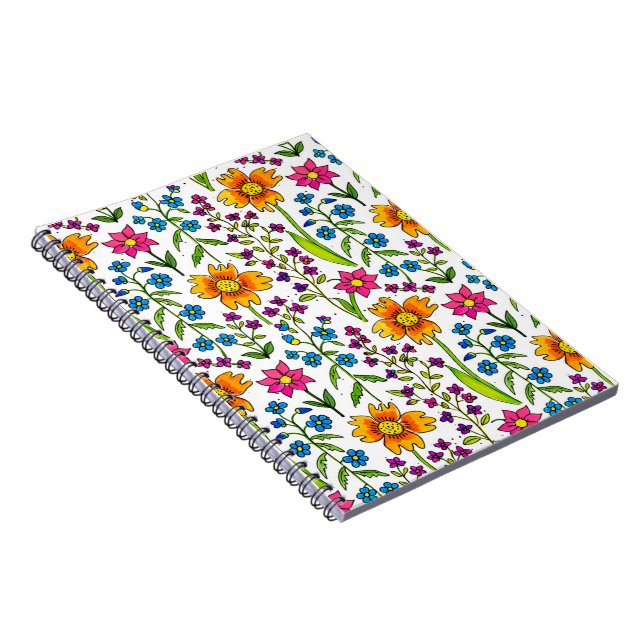 Colorful Hand-Drawn Wildflower Pattern  Notizblock (Rechte Seite)