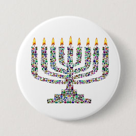 Colorful Hanukkah Candle Button