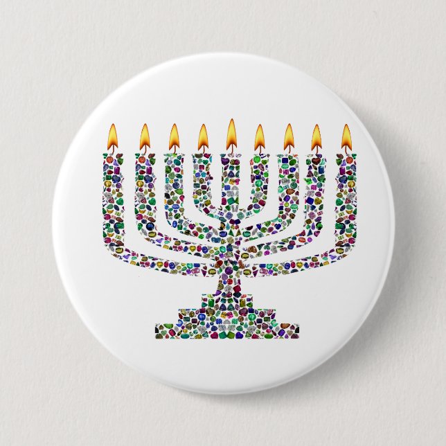 Colorful Hanukkah Candle Button (Vorderseite)