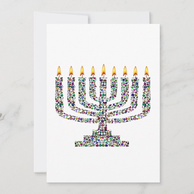 Colorful Hanukkah Candle Einladung (Vorderseite)