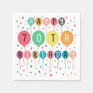 Colorful Happy 70th birthday with balloons Serviette