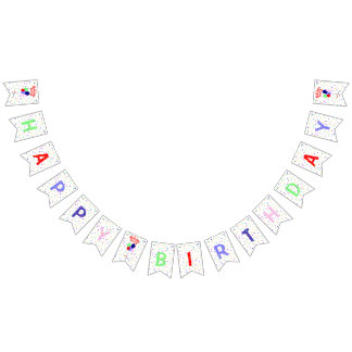 Colorful Happy Birthday Balloons bunting banner