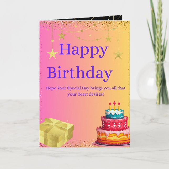 Colorful Happy Birthday Folded Greeting Card Karte (Vorderseite)