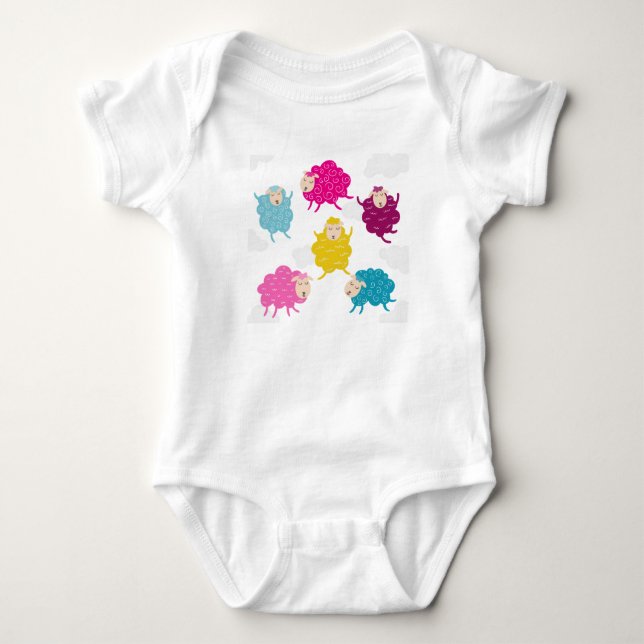 Colorful Happy Sheep Baby Bodysuit Baby Strampler (Vorderseite)