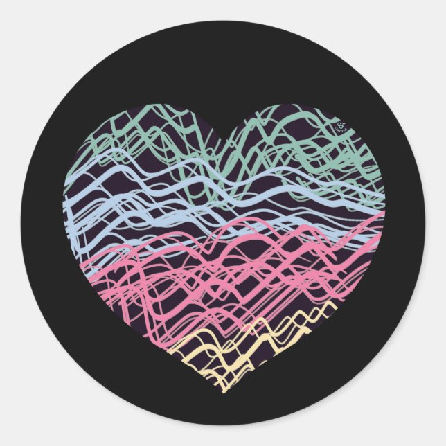 Colorful Heart Motif Runder Aufkleber (Vorderseite)