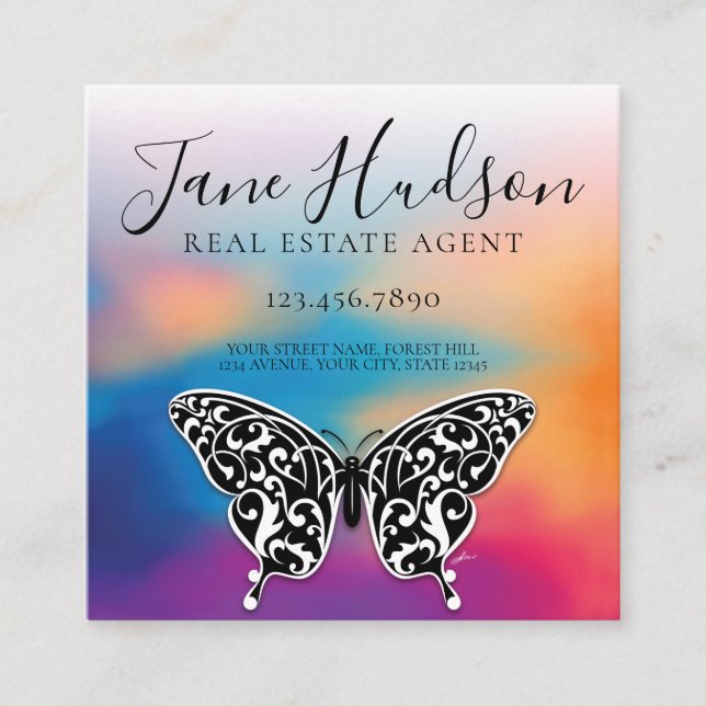 Colorful Heart Speckles Business Card Quadratische Visitenkarte (Vorderseite)