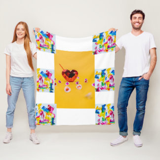 Colorful Heartbeat" Artistic Throw Fleecedecke