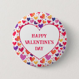 Colorful Hearts Classroom Valentine's Day Button