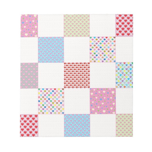 Colorful hearts quilt pattern notizblock (Vorderseite)