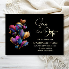 Colorful Hearts Wedding Save the Date