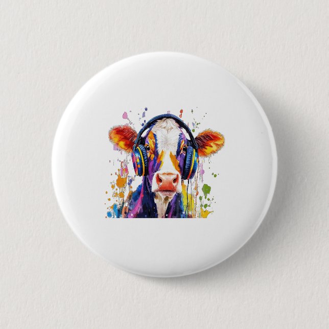 Colorful Highland Cow Button (Vorderseite)