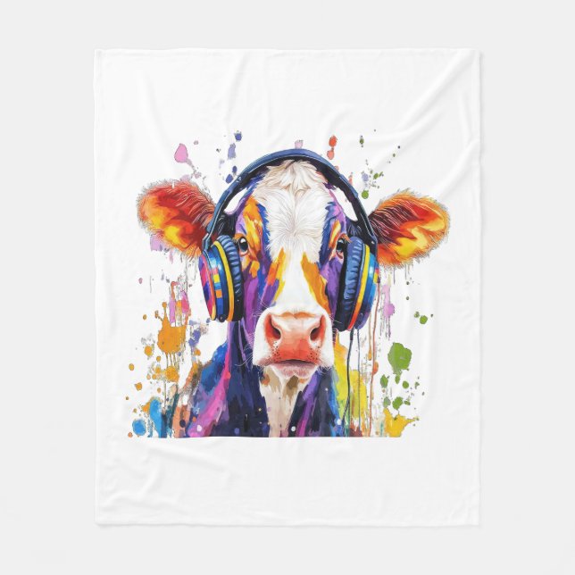 Colorful Highland Cow Fleecedecke (Vorderseite)