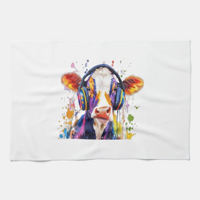 Colorful Highland Cow Geschirrtuch (Horizontal)
