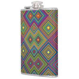 Colorful hip flask with a vibrant geometric  flachmann