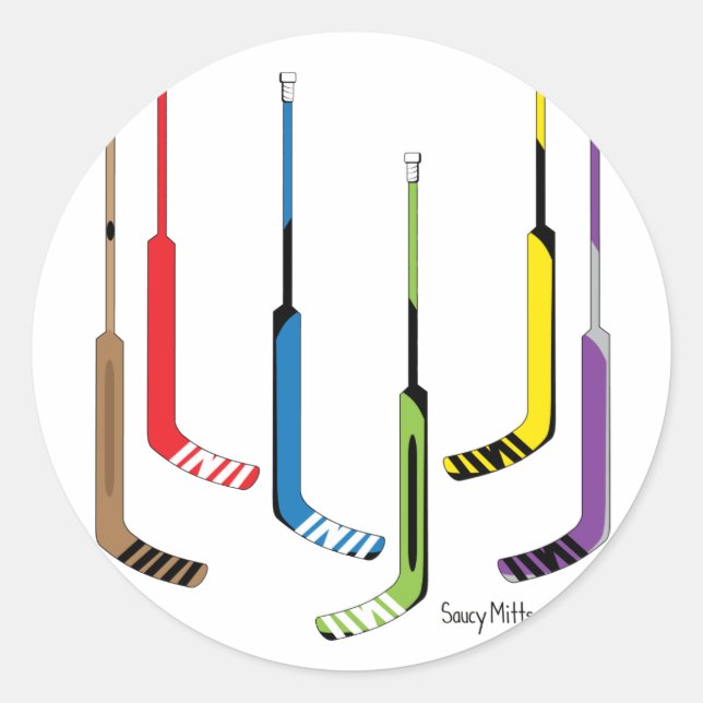 Colorful Hockey Goalie Sticks Runder Aufkleber (Vorderseite)