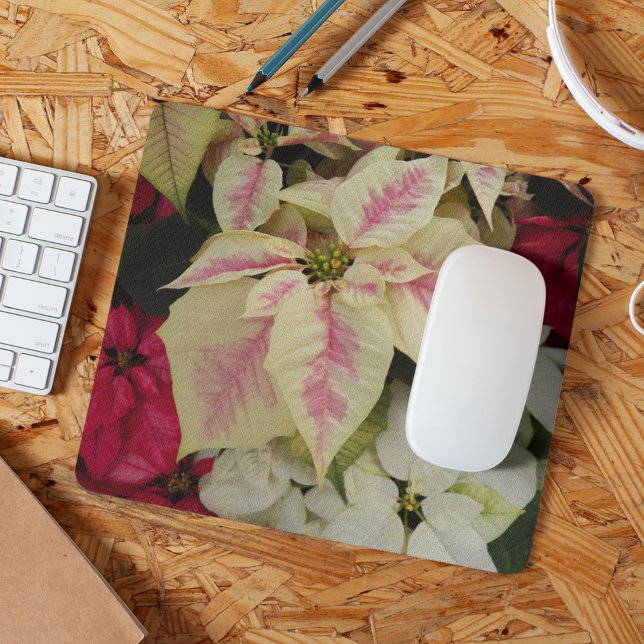 Colorful Holiday Poinsettias Floral Mousepad (In Situ)