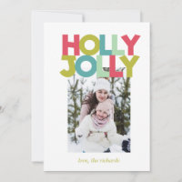 Colorful Holly Jolly Foto Weihnachtskarte