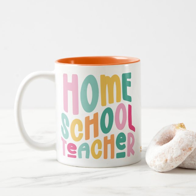 Colorful Homeschool Teacher Zweifarbige Tasse (Mit Donut)
