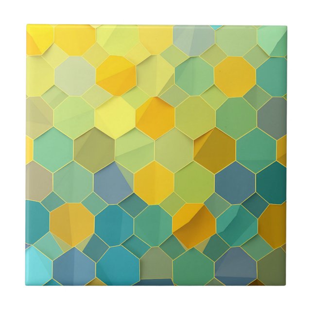 Colorful Honeycomb Geometric Pattern Fliese (Vorderseite)
