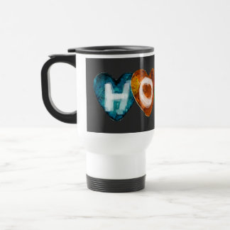 Colorful HOPE Hearts – Inspirational Love Typograp Reisebecher