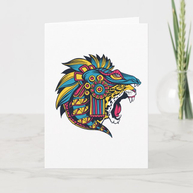 Colorful Huichol Jaguar Karte (Vorderseite)