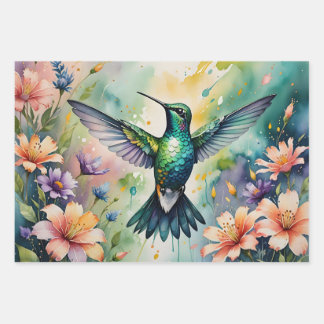colorful hummingbird wrapping paper sheets geschenkpapier set