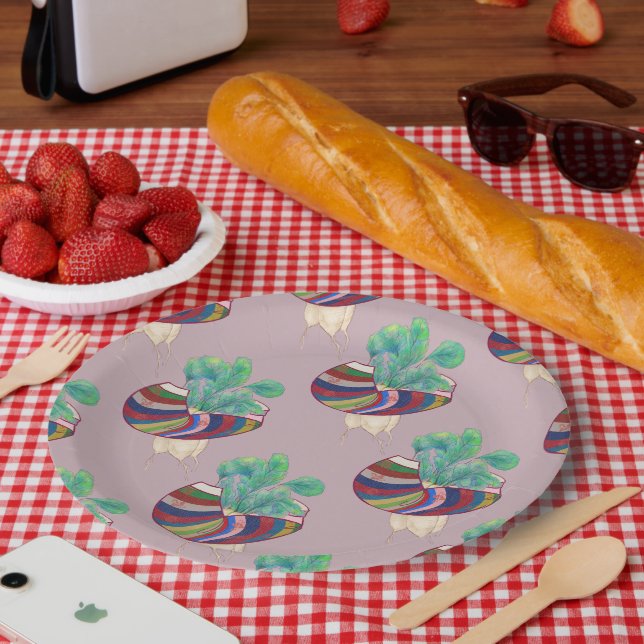 Colorful Illustrated Paper Plates Pappteller (Picknick)